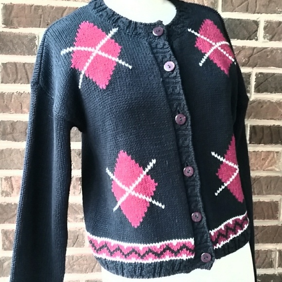 Ninon Vintage Argyle Cardigan Sweater - Picture 1 of 5